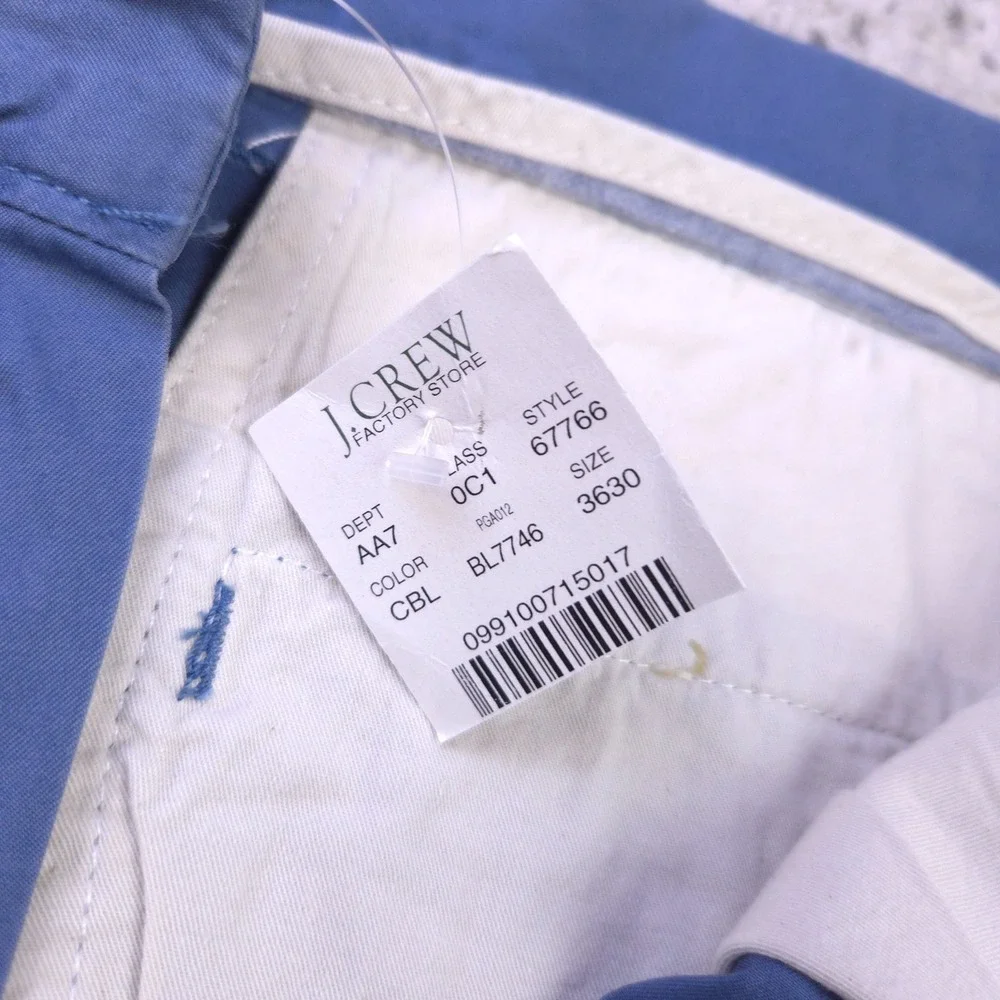 VTG J Crew Chino Pants Mens 36x30 Wide Leg Classic Fit Trouser Blue Baggy NWT